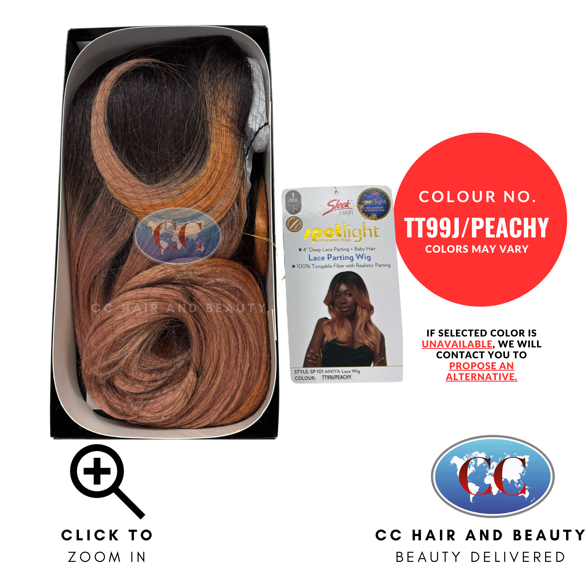 Sleek Synthetic Lace Wig - Amiya Wig-colour TT99J/PEACHY