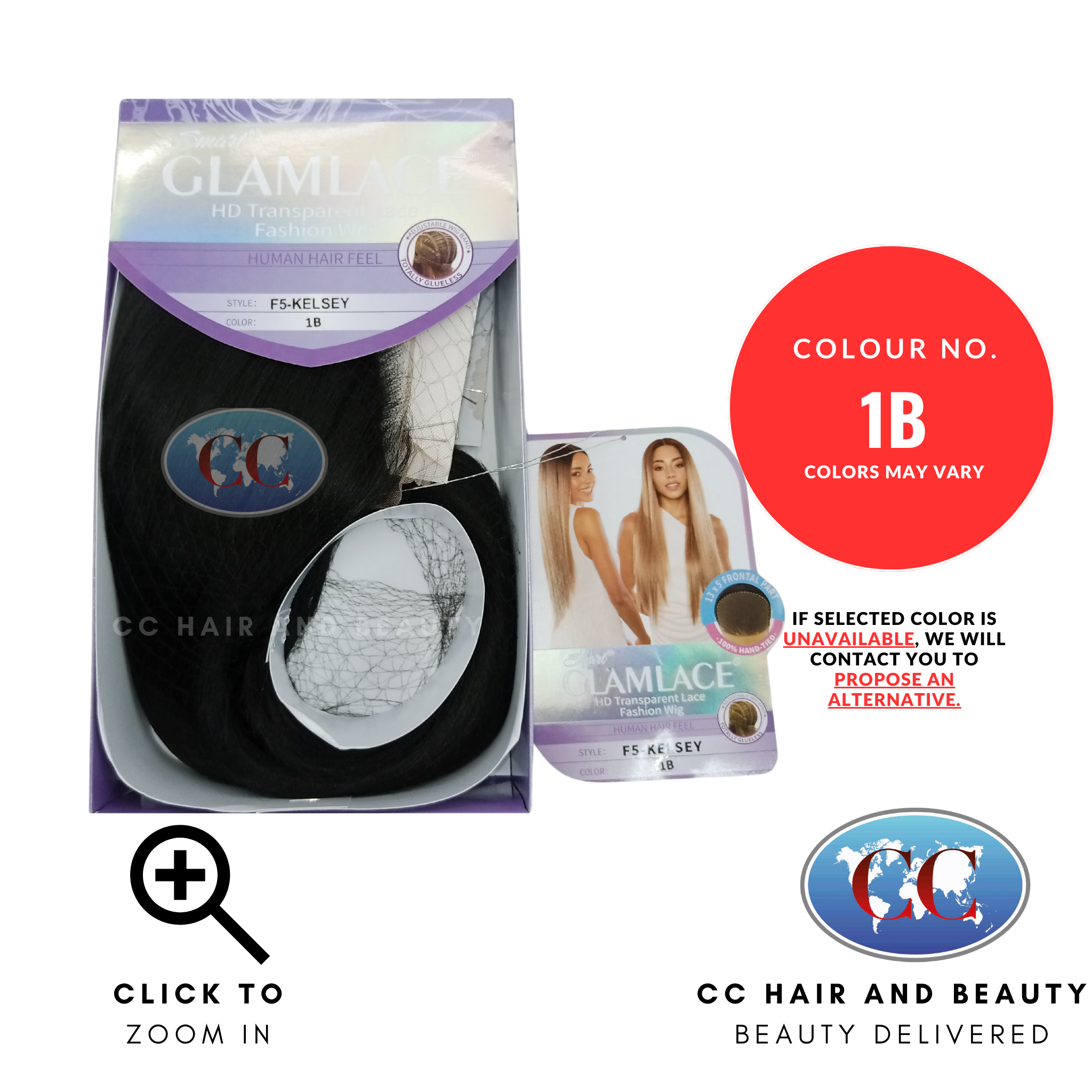 Smart Glamlace HD Transparent 13x5 Lace Fashion Wig Kelsey-colour 1B