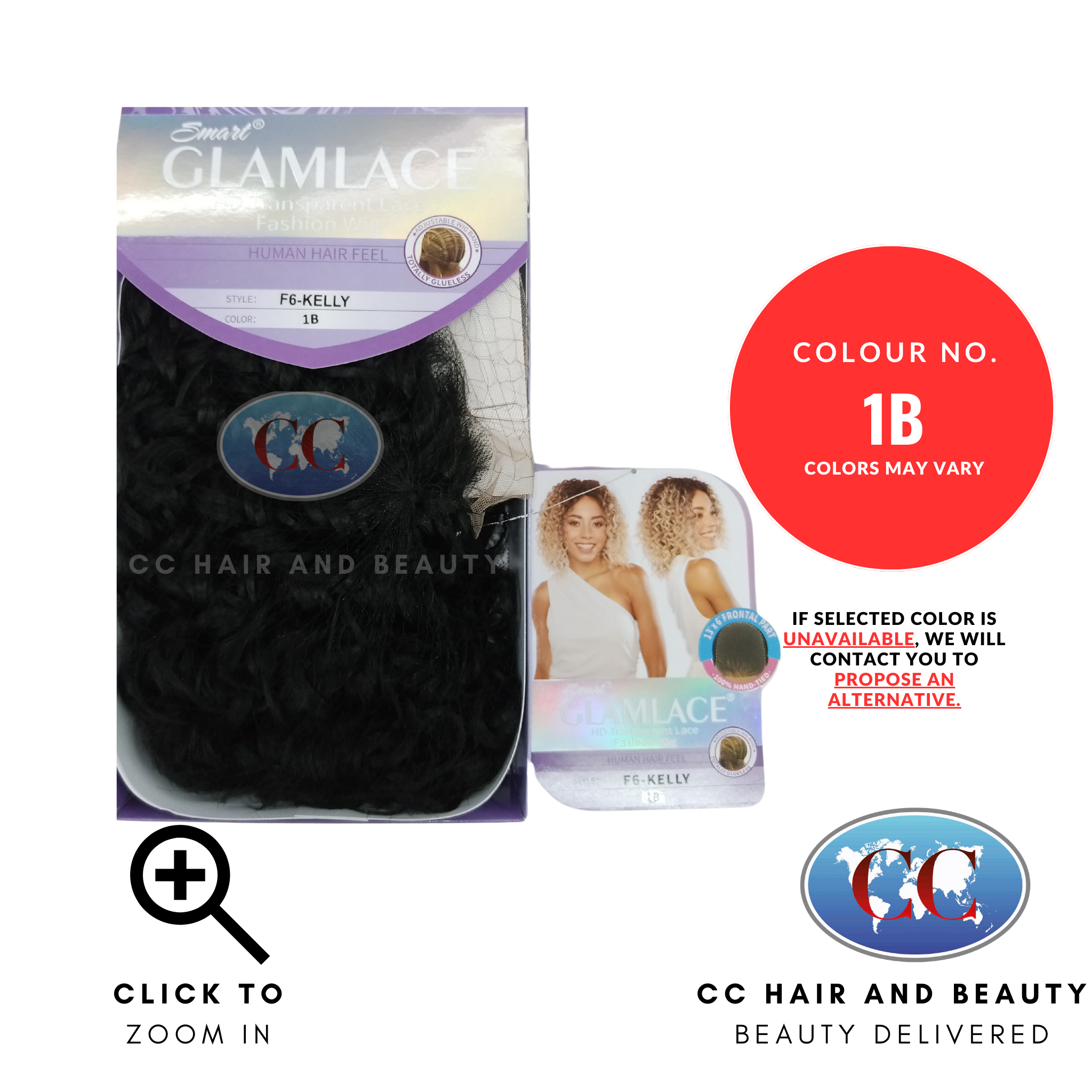 Smart Glamlace HD Transparent 13x6 Lace Fashion Wig-F6- Kelly- Colour 1B