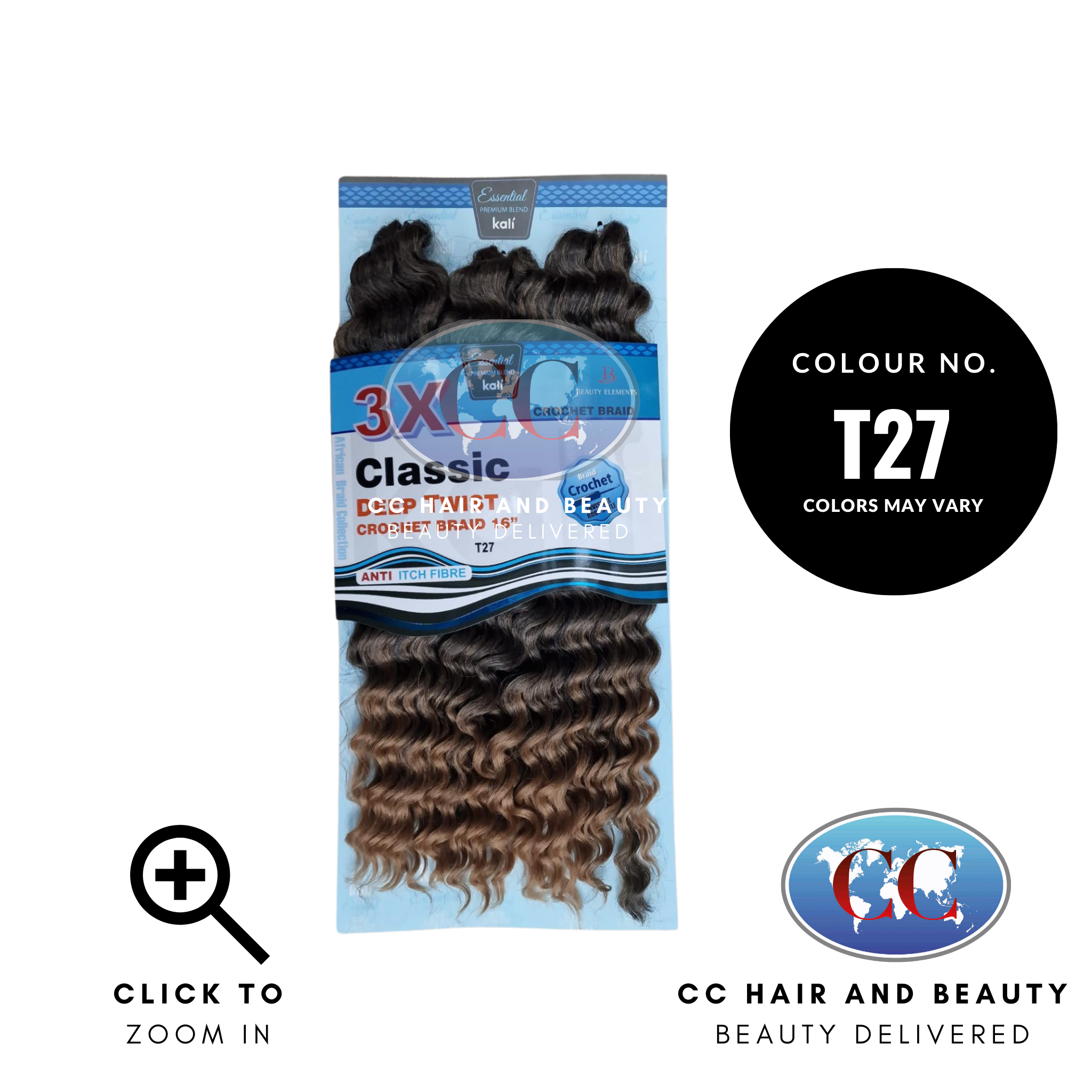 Kali Essential – 3x Deep Twist Pre-Loop Crochet Braid 16"-Colour T27