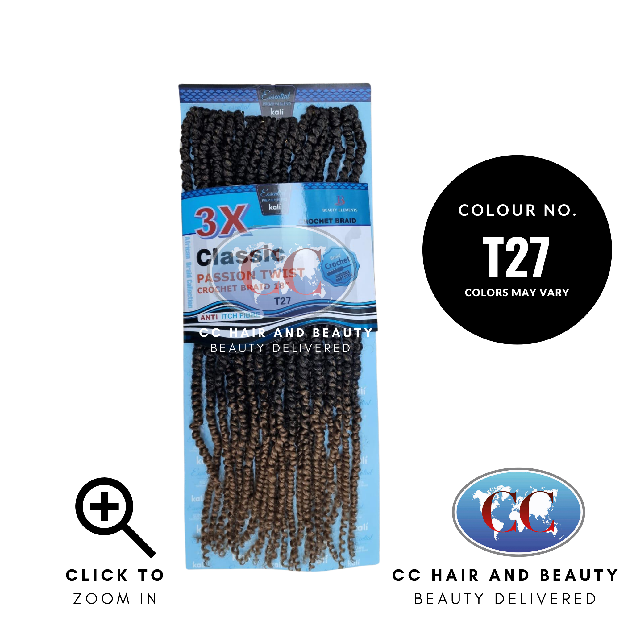 Kali Essential 3x Passion Twist Crochet Braid 18"-Colour T27