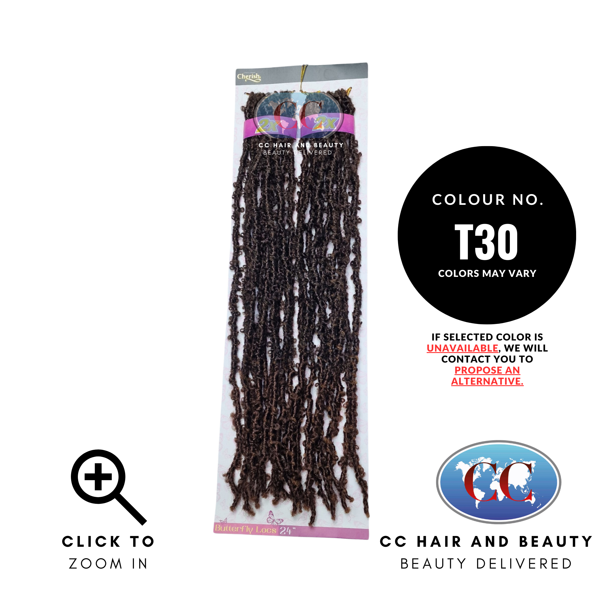 Cherish - Pre-Loop Crochet Braid 2X Value Pack Hair Extensions - Butterfly Locs 24''-colour T30