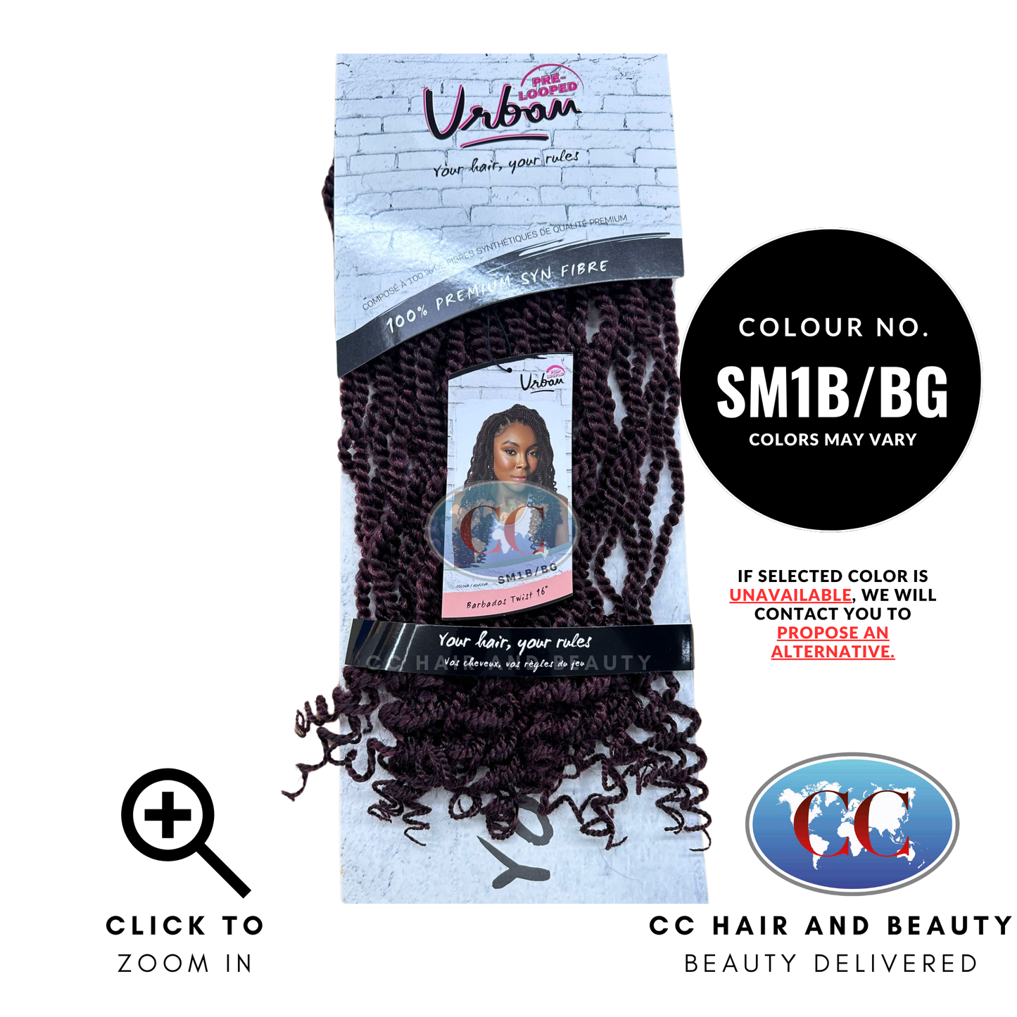 Urban pre - looped Barbados Twist 16"-Colour SM1B/BG