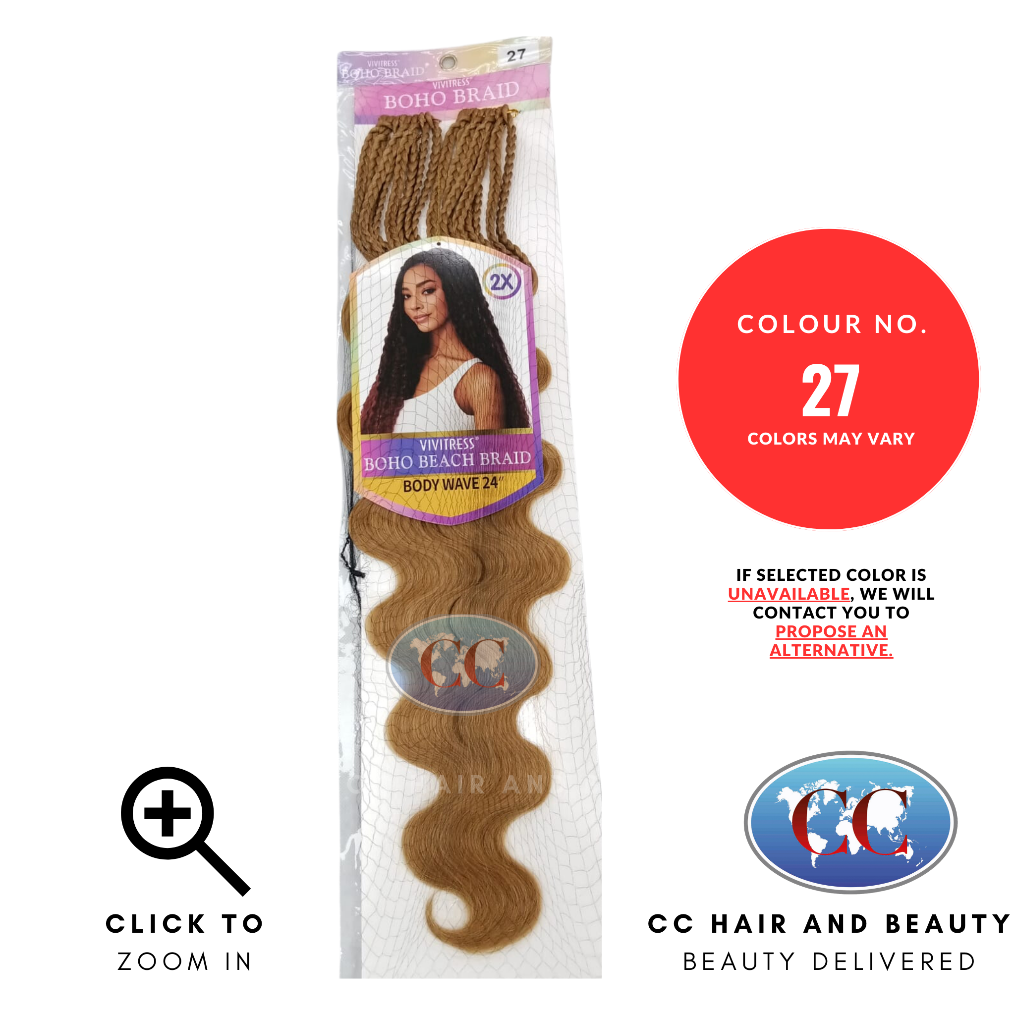 Vivitress Boho Beach Braid Body Wave 24"- colour 27