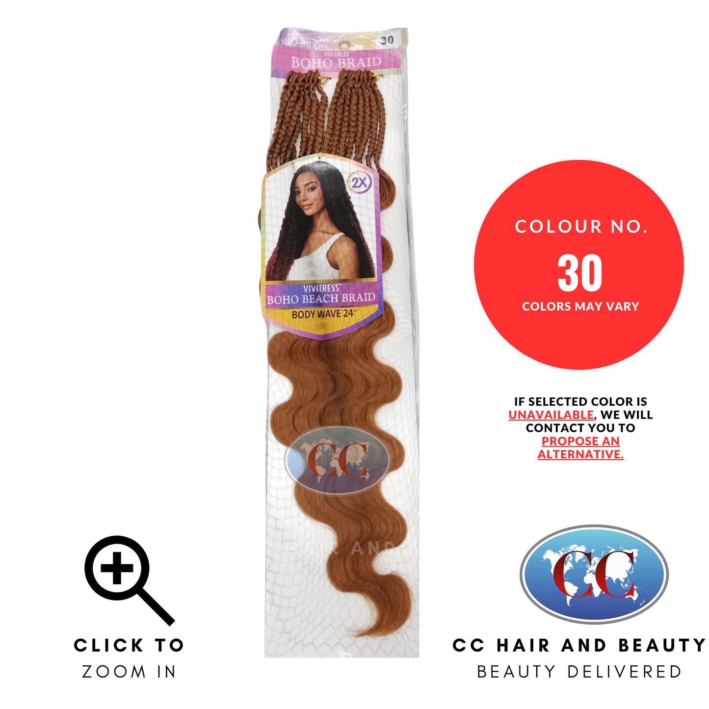 Vivitress Boho Beach Braid Body Wave 24"- colour 30