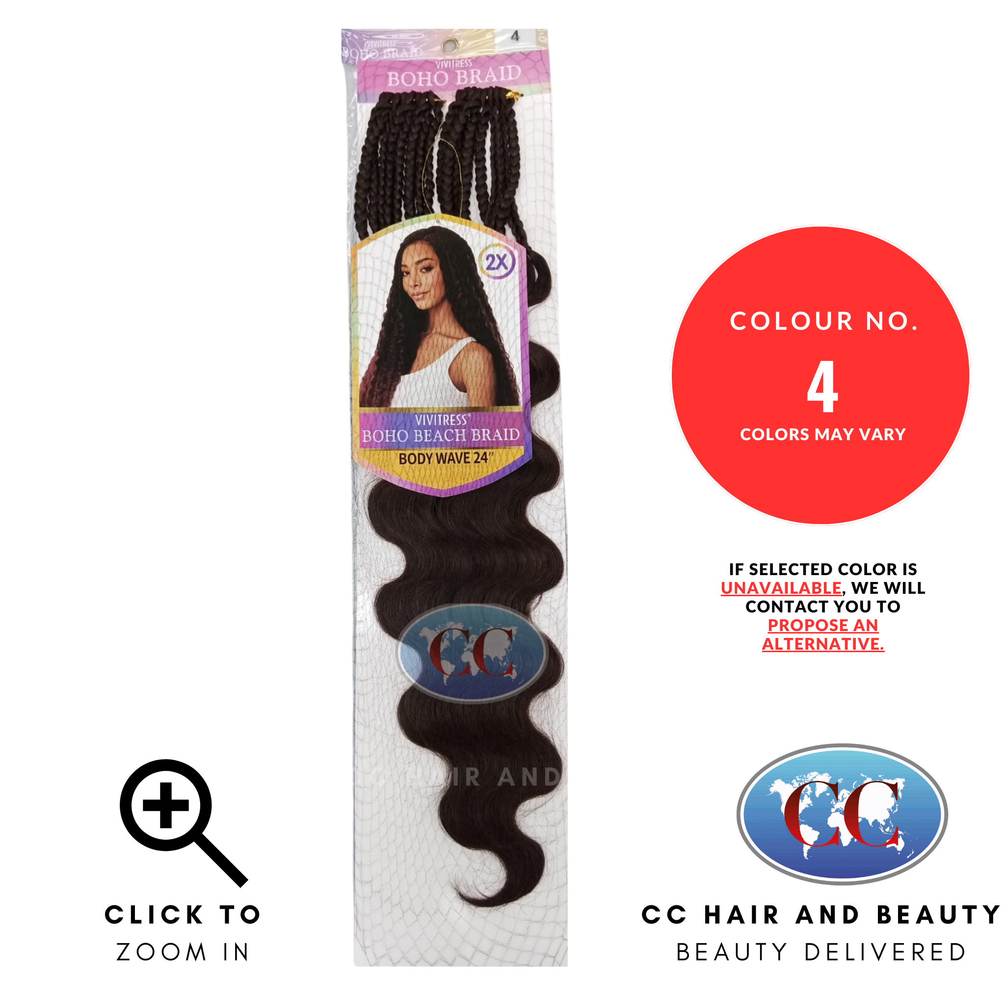 Vivitress Boho Beach Braid Body Wave 24"- colour 4