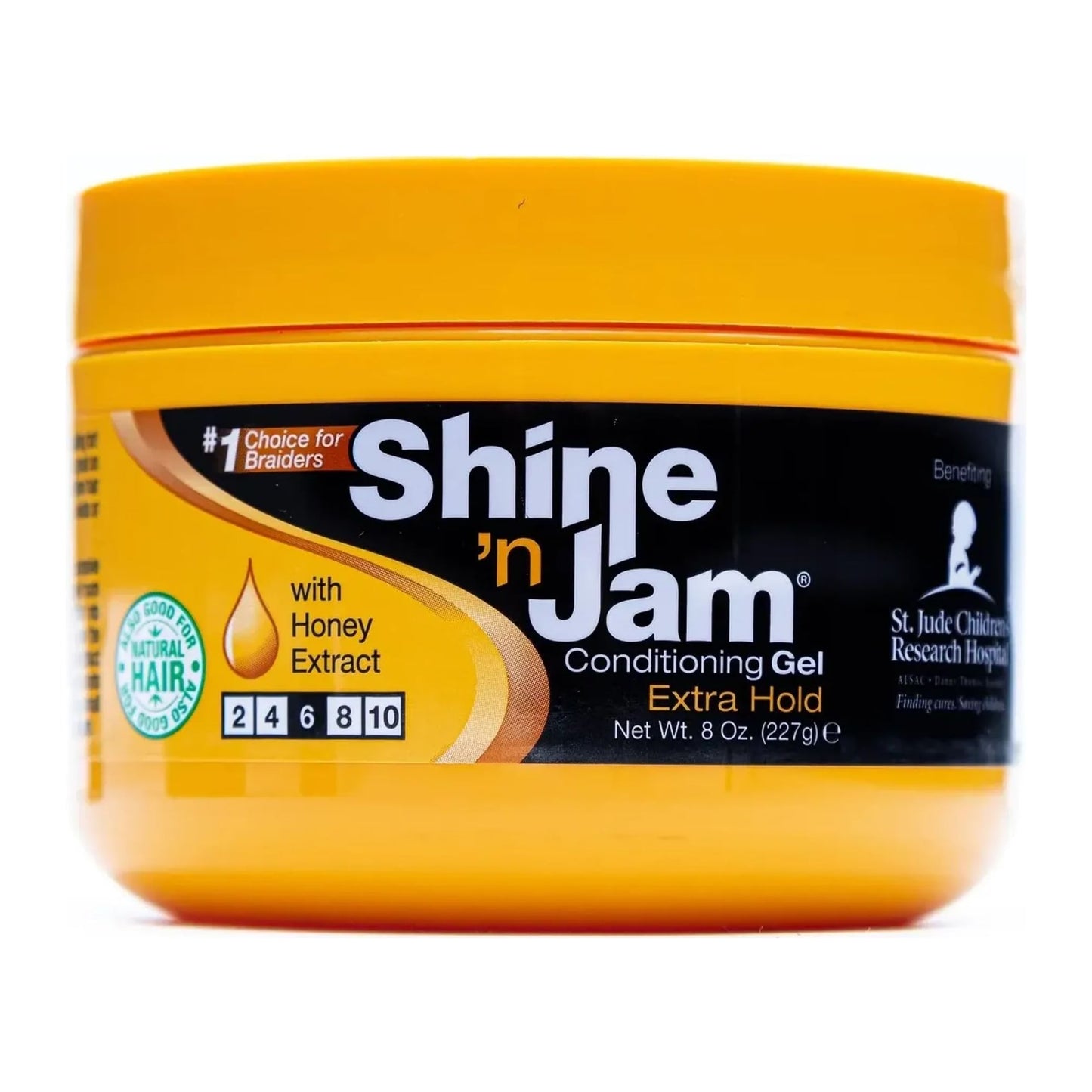 Ampro Shine 'N Jam Conditioning Gel Extra Hold with honey extract, 8oz jar