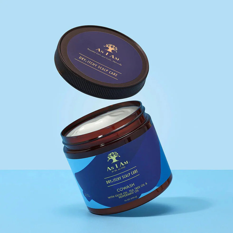 As I Am Dry & Itchy Scalp Care Cowash - With Olive Oil, Tea Tree Oil & Peppermint- 16 ounce Oil