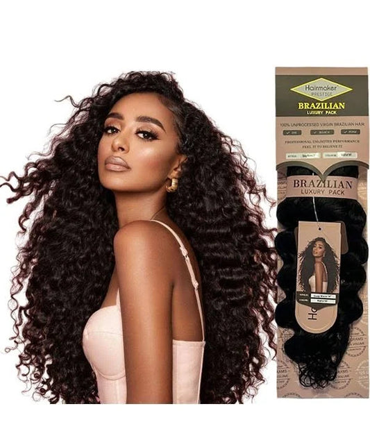 HairMaker Brazilian Luxury Pack Human Hair Deep Wave Weave
