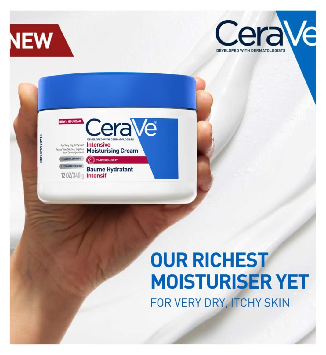 CeraVe Intensive Moisturising Cream for Dry To Very Dry Skin 12oz
