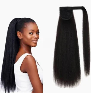 Kuknus Human Hair Peruvian Pony Pro Wrap Ponyytail Kinky Straight 24"