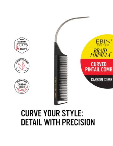 EBIN New York Braid Formula Curved Pintail Carbon Comb
