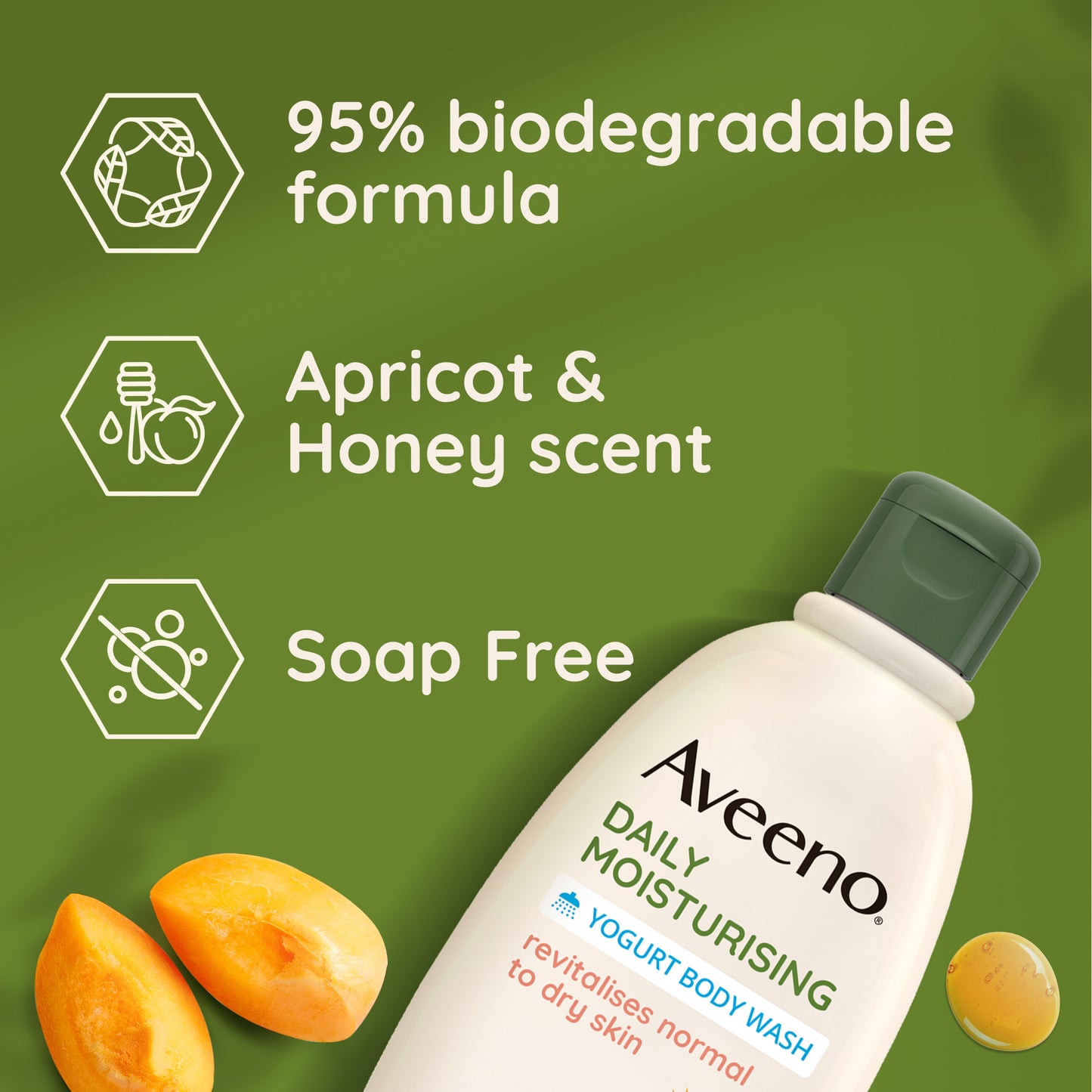 Aveeno Daily Moisturising Yogurt Body Wash Apricot & Honey Scent 300ml