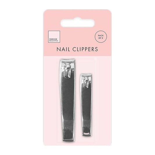 Forever Beautiful carbon steel nail clipper 2 pack with large and small clippers on blister card