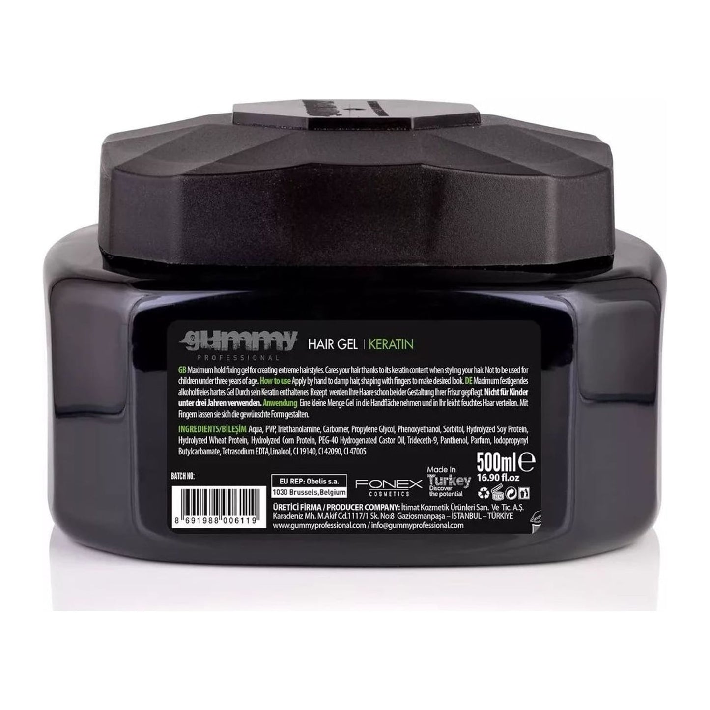 Gummy Professional Keratin Hair Gel Wax 500ml with strawberry scent and maximum hold