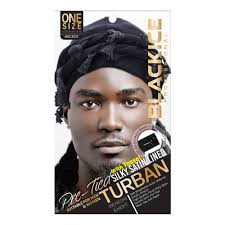 Black ice Pre-Tied Silky Satin Lined Turban with Tassel #BIC303T
