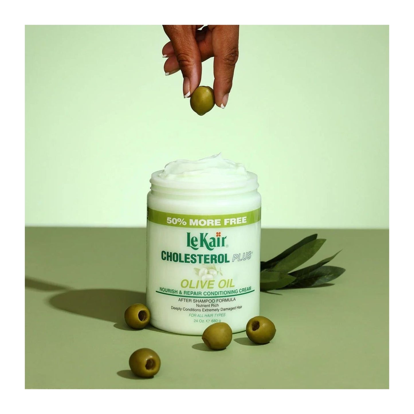 Lekair Cholesterol Plus Olive Oil Conditioning Cream 680g tub for dry, damaged hair
