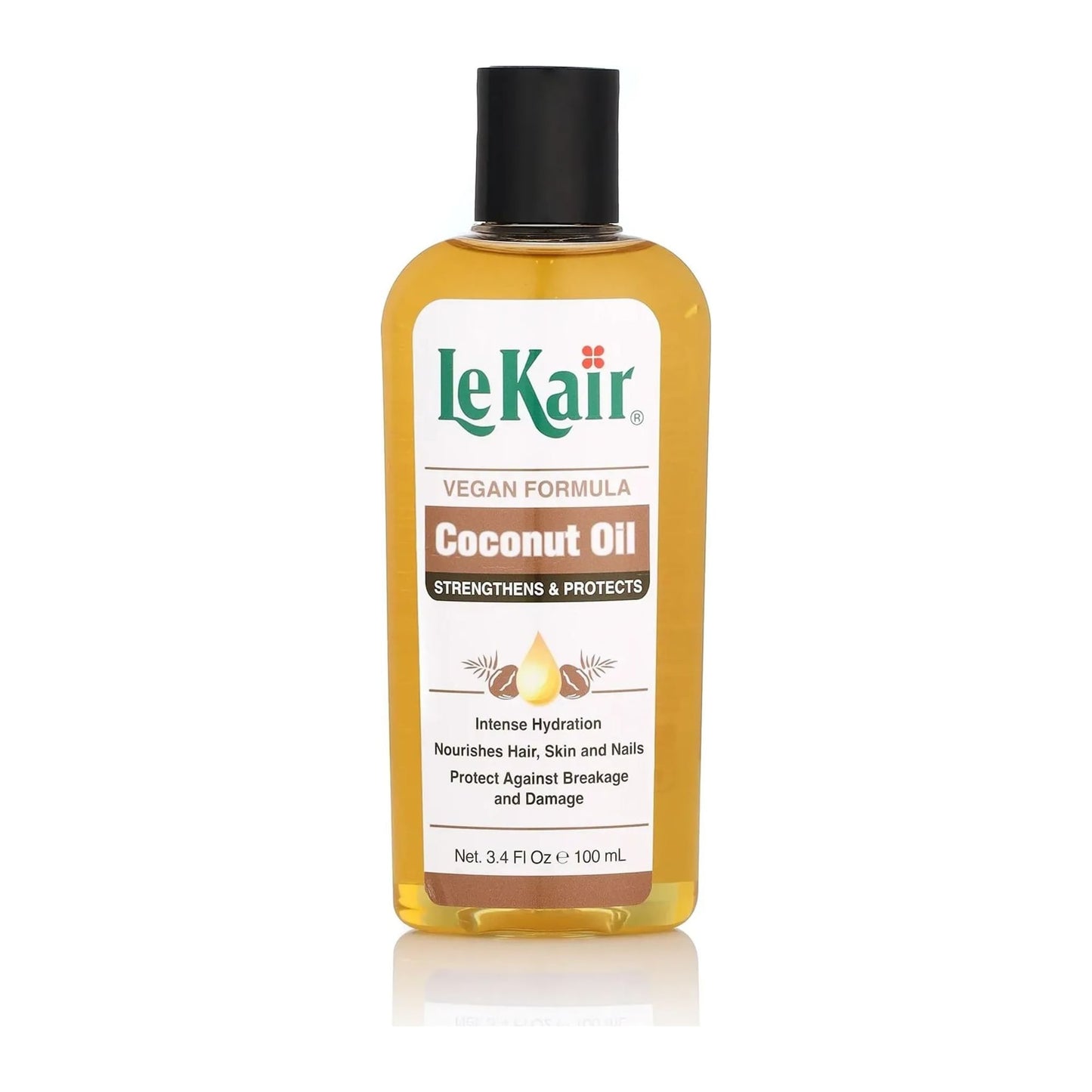 LeKair Coconut Vegan Formula Hair Skin & Nails Oil 3.4oz bottle