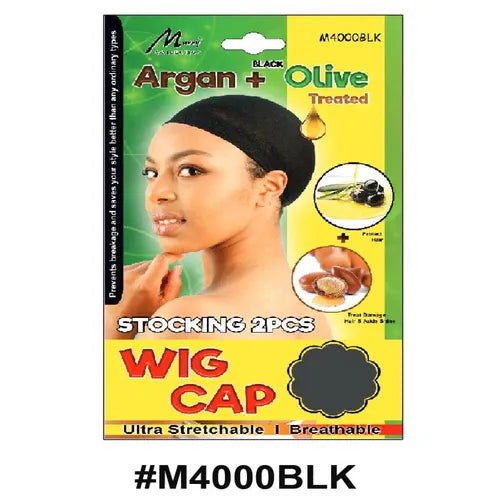 Murry Argan + Olive Treated Stocking Wig Cap Black - M4000blk