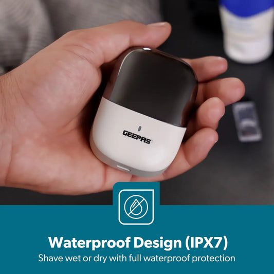 Geepas Wet & Dry Pocket Electric Shaver for Men Waterproof 60-Min Runtime