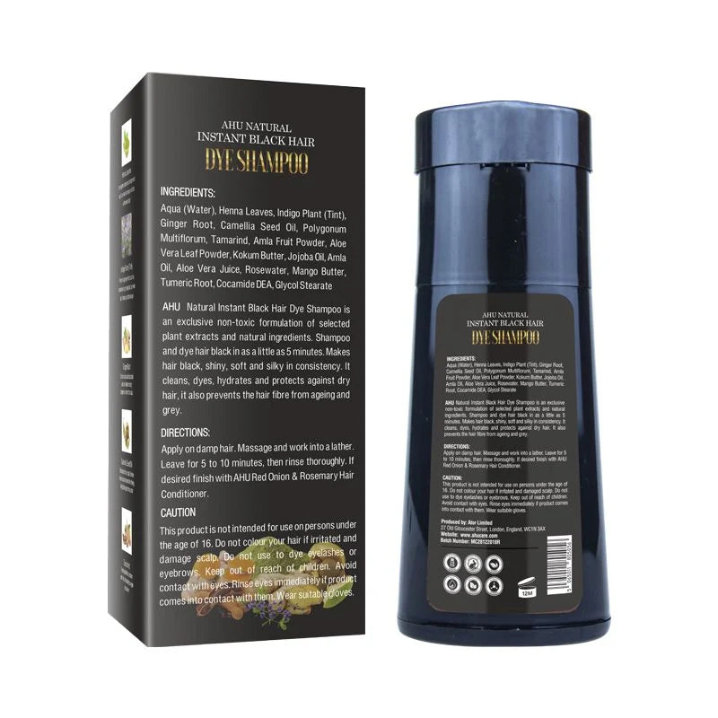 Ahu Natural Instant Black Hair Dye Shampoo 500ml