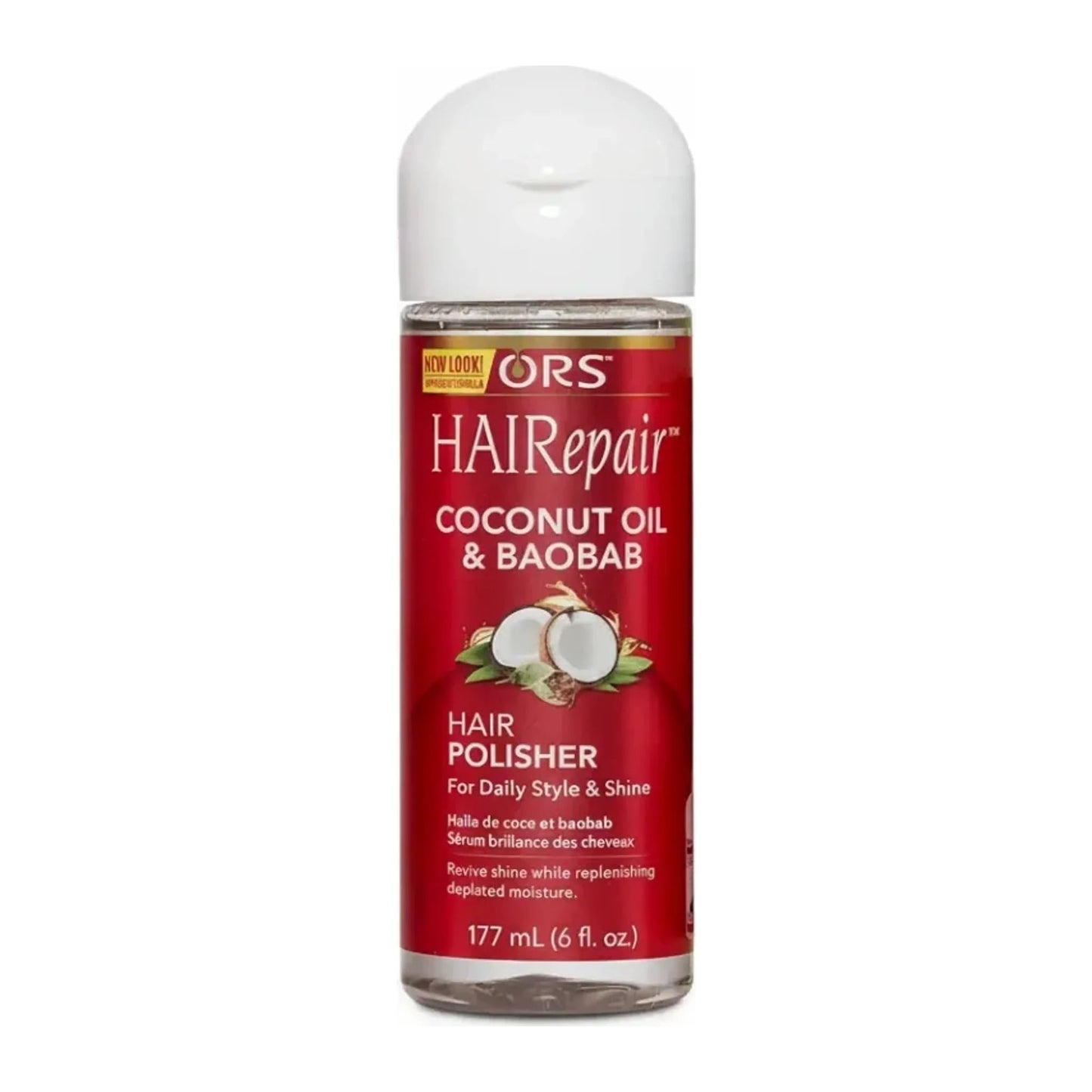 Organic Root Stimulator HaiRepair Coconut Baobab Hair Polisher 177ml bottle for shine and frizz control