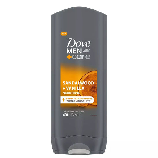Dove Men+Care 3 in 1 Body, Face & Hair Wash Sandalwood + Vanilla, 400ml