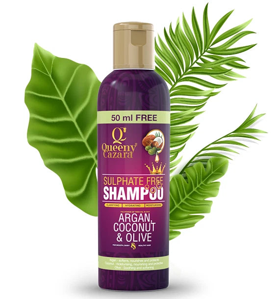Queeny Cazara Argan Coconut & Olive Sulphate Free Shampoo 250ml