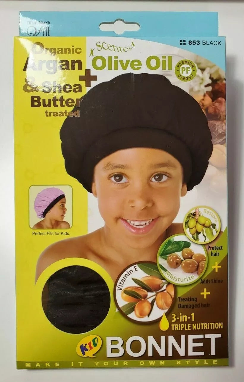 Qfitt Organic Argan & Shea Butter + Olive Oil Kid Bonnet #853 Black