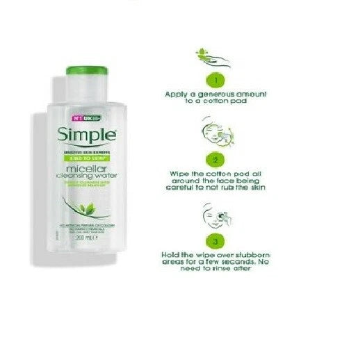 Simple Micellar Cleansing Water Hydrates and Gently Removes Make-Up 200ml