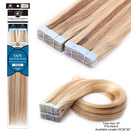 Dressmaker 100% Human Remy European Tape Hair Extensions Straight -40Pcs