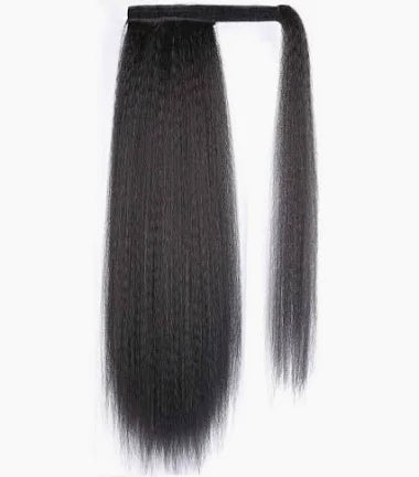 Kuknus Human Hair Peruvian Pony Pro Wrap Ponytail - Yaki Straight 24"