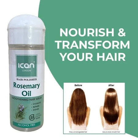 Ican London Hair Polisher Rosemary Oil Smoothening Hair Serum Alcohol Free 207ml