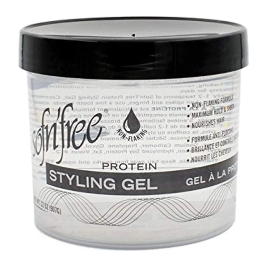 Sofn'free The Hair Xpert Protein Styling Gel tub for firm hold sets and waves