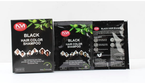 NM Beauty Black Hair Shampoo Instant Black Hair Dye 25mlx10