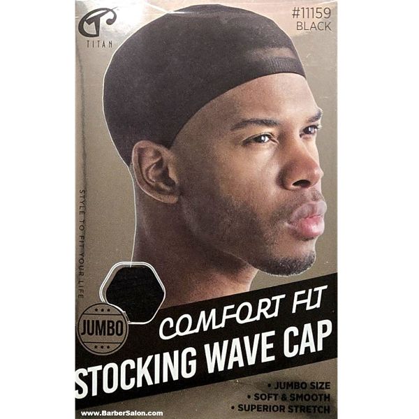 Titan Comfort Fit Stocking Wave Cap Jumbo - Black #11159