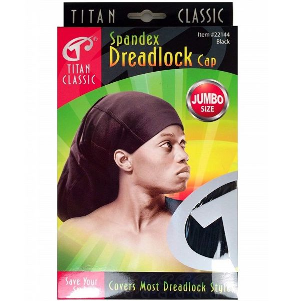 Titan Classic Spandex Jumbo Dreadlock Cap - Black