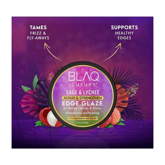Blaq Luxury Sage & Lychee Repair and Strengt Edge Glaze - 2oz - available online | CC Hair & Beauty UK