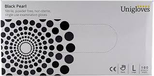 Unigloves Black Pearl Nitrile Gloves - Large