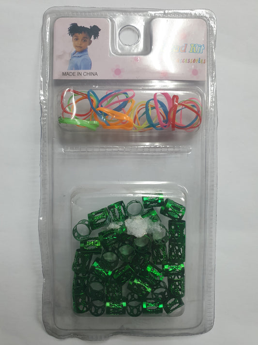 Bead Kit Metal Hair Beads + Rubber Bands