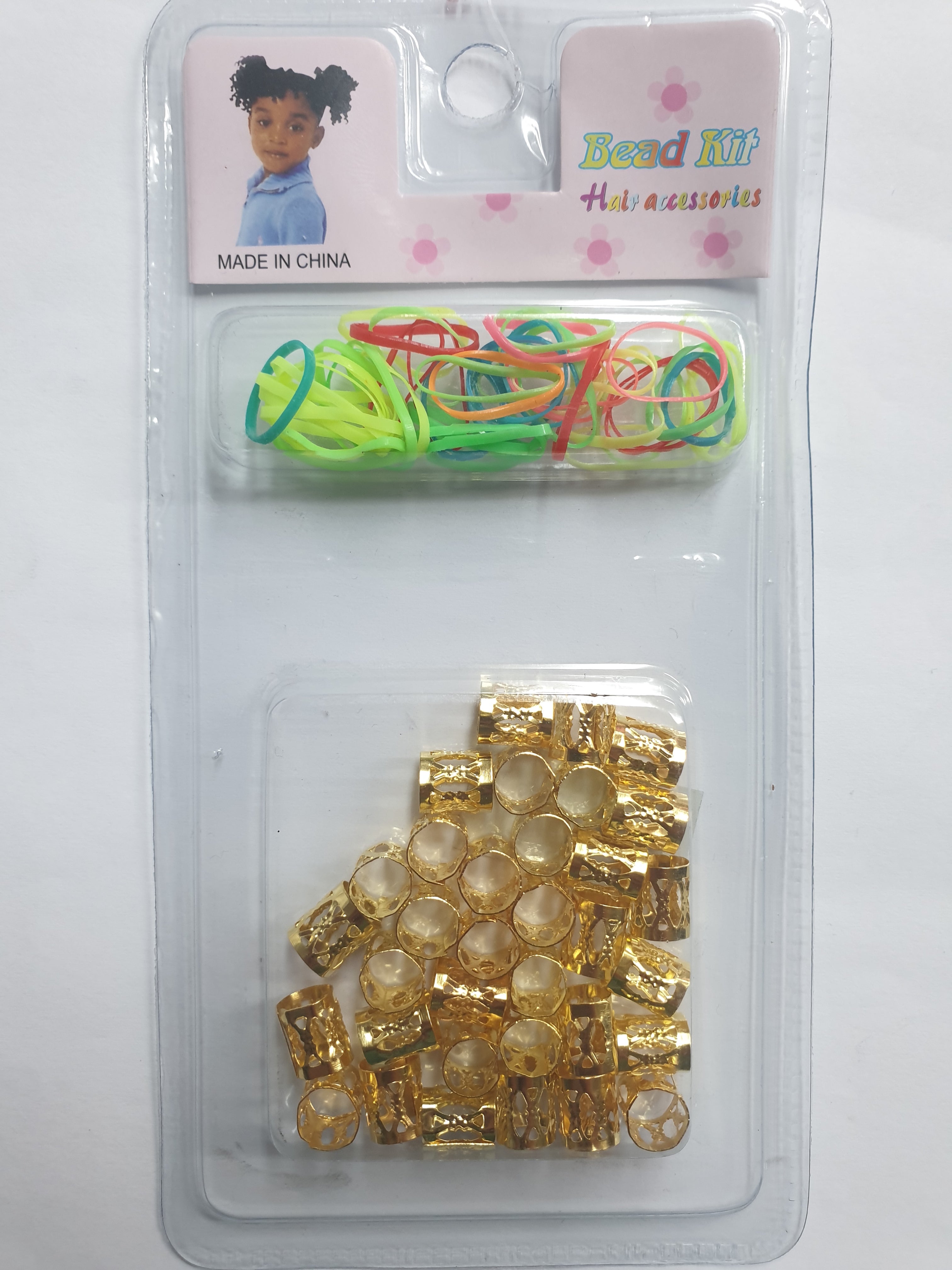 Bead Kit Metal Hair Beads + Rubber Bands