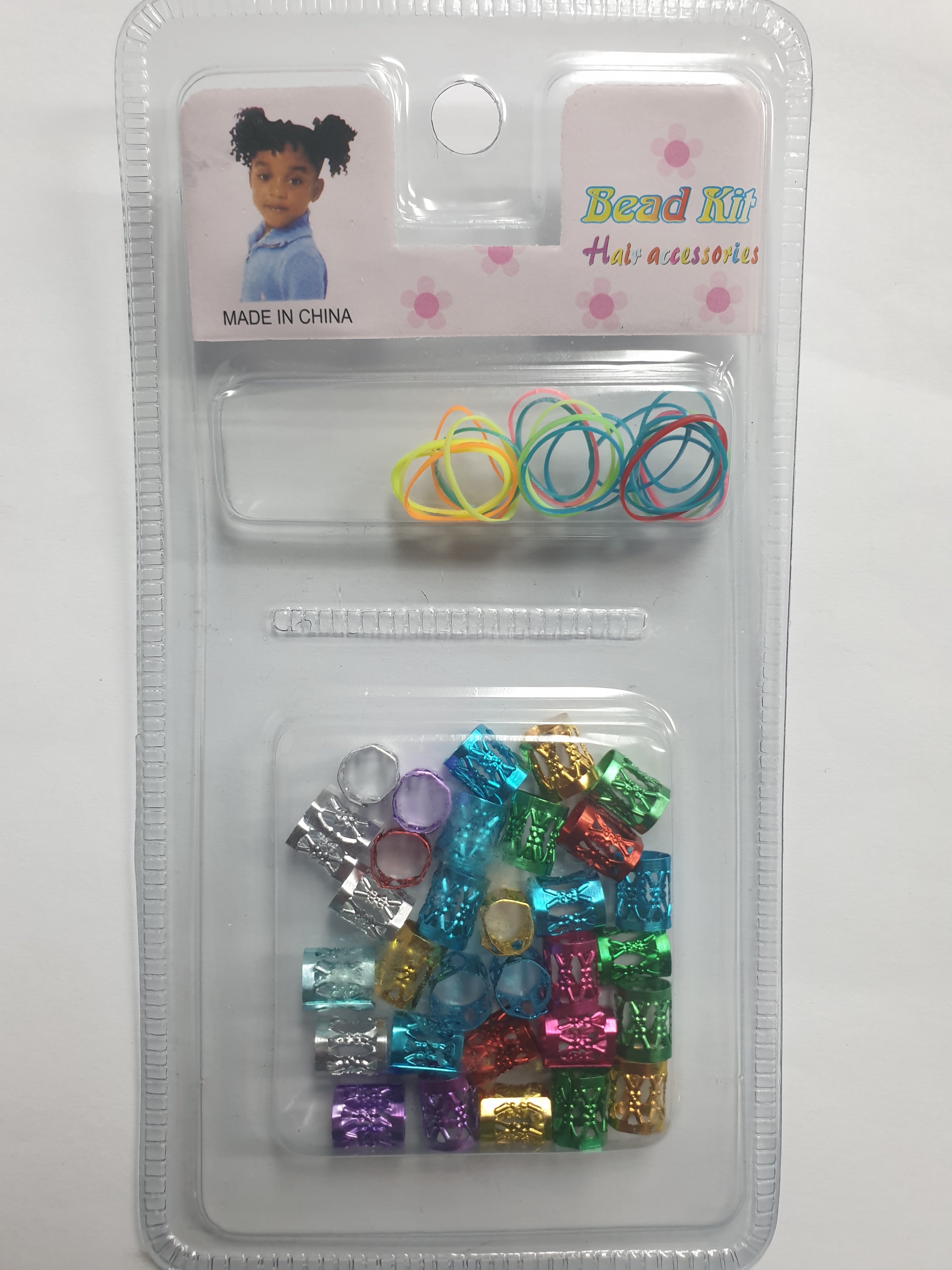 Bead Kit Metal Hair Beads + Rubber Bands