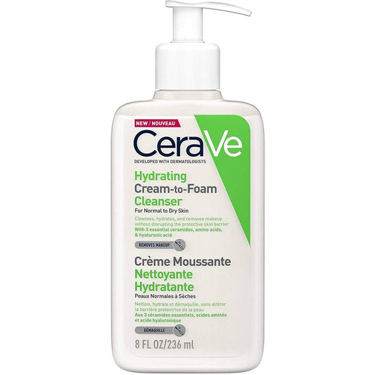 CeraVe Hydrating Cream-to-Foam Cleanser with Amino Acids for Normal to Dry Skin 236ml