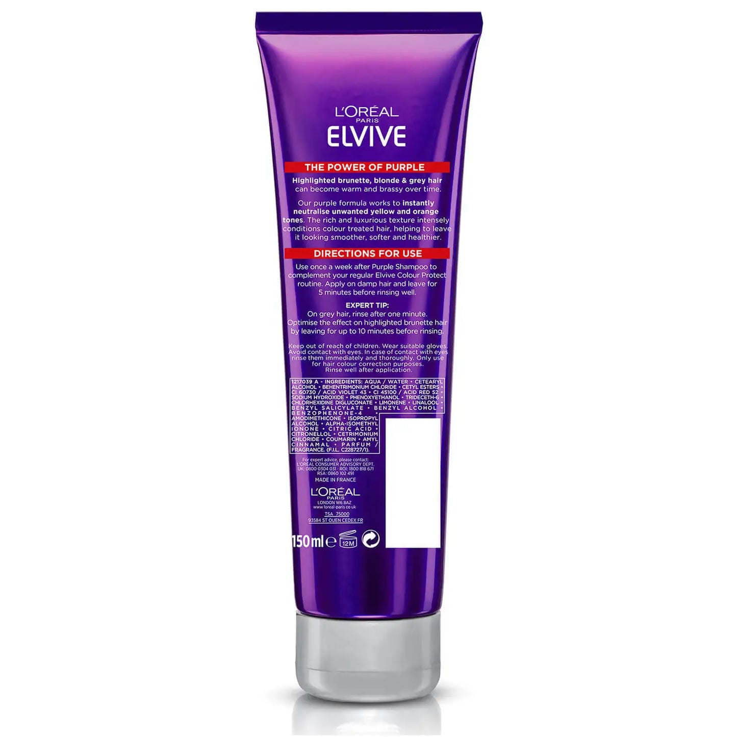 L'Oréal Paris Elvive Colour Protect Anti-Brassiness Purple Conditioner - 150ml