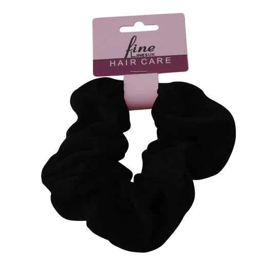 Fine Lines UK Large Black Velvet Ponytail scrunchie 6012-LB