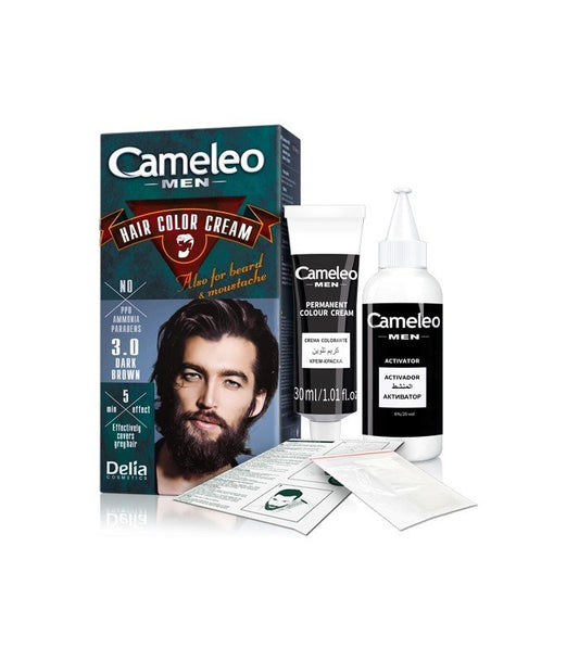 Cameleo Men Permanent Hair Color Cream, Ammonia Free, Effectively Covers Grey Hair