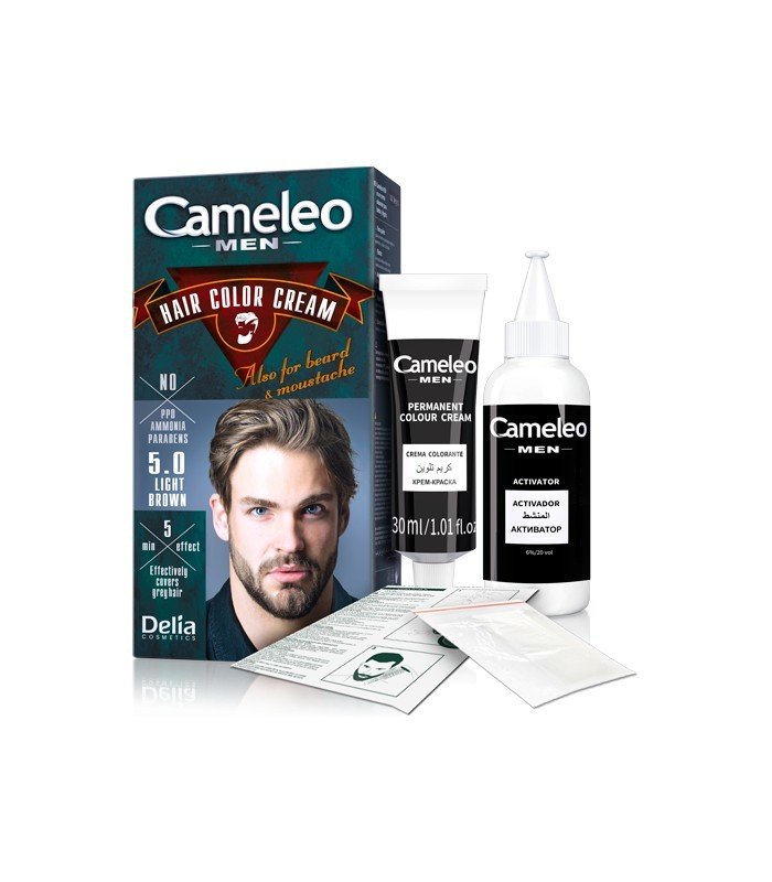 Cameleo Men Permanent Hair Color Cream, Ammonia Free, Effectively Covers Grey Hair