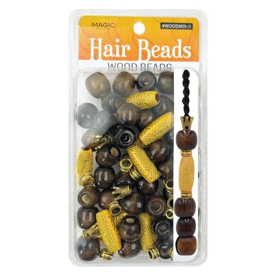 Magic Collection Hair Wood Beads Mix