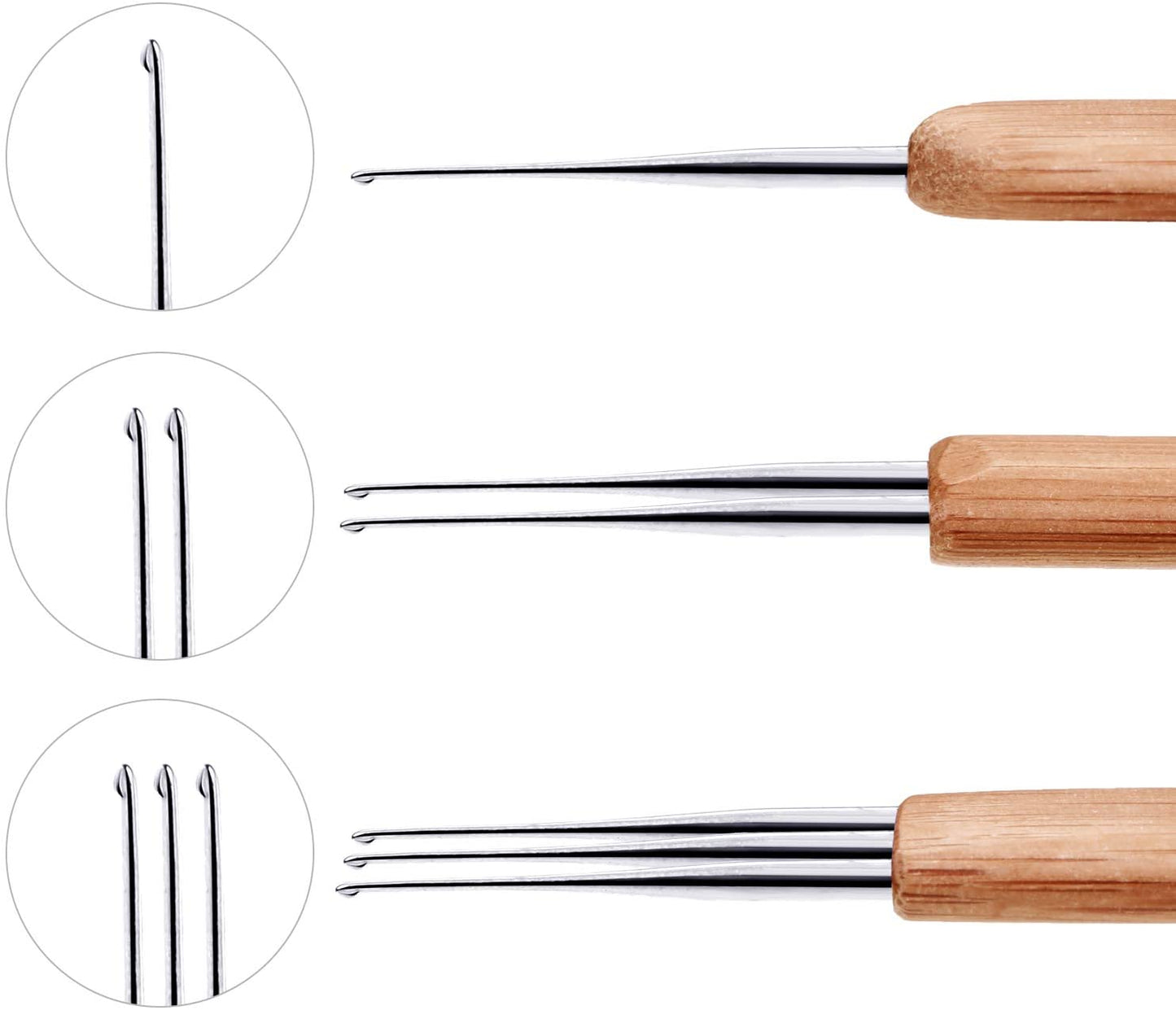 3 PIECES Bamboo Dreadlocks Needle Weaving Crochet #CRN003