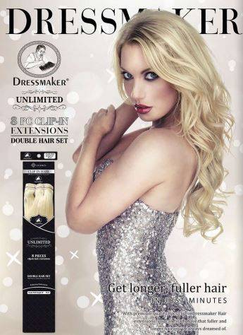 Dress Maker Unlimited 8 Pieces Clip In Hair Extensions - Double Weft Straight 18"